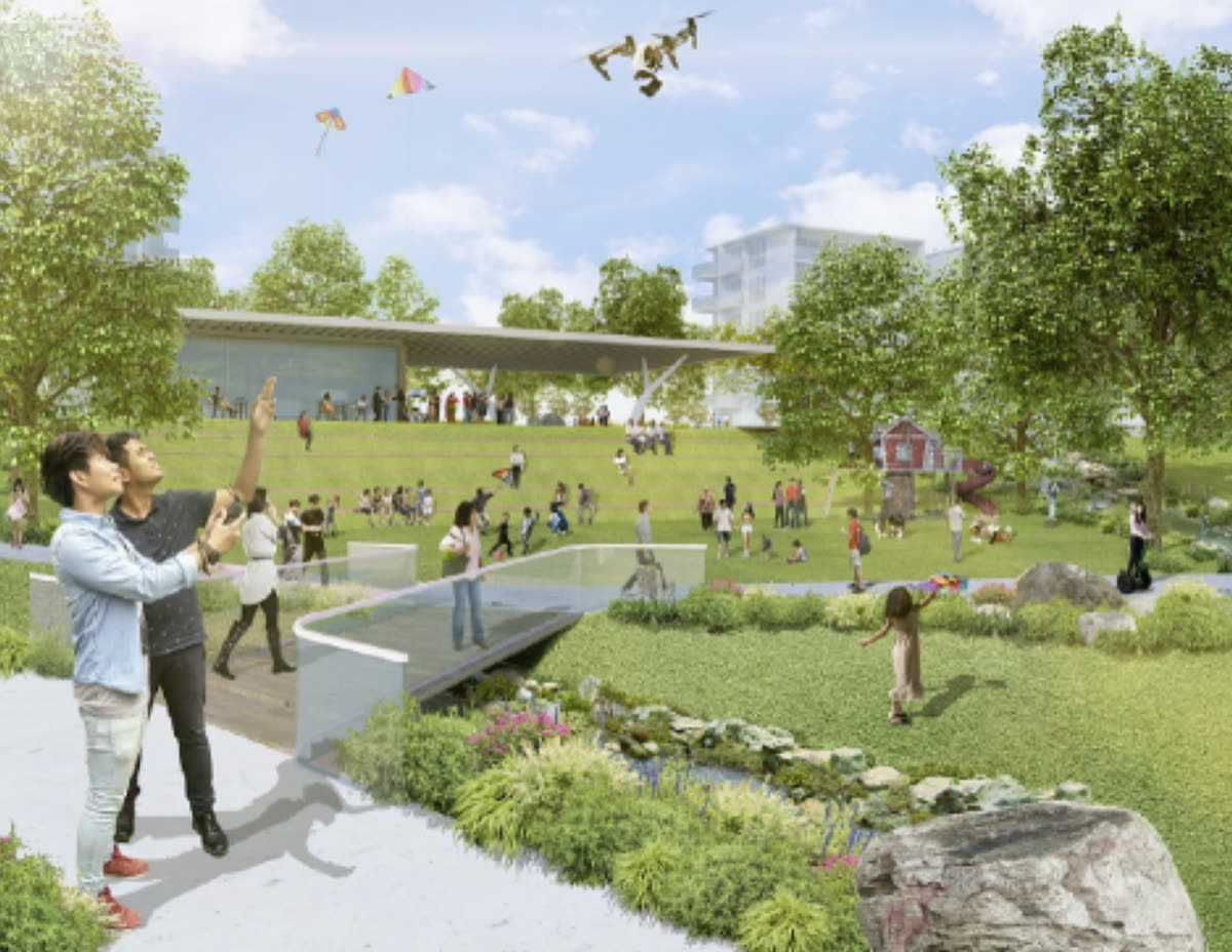 Artist's impression of the proposed Community Plain · Source: URA