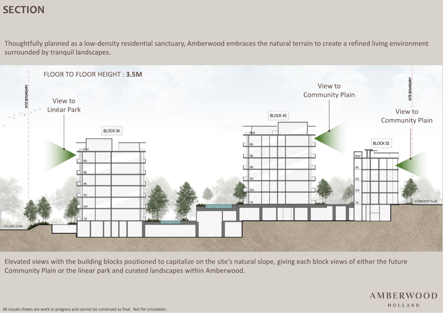 Section: terrain, greenery and view relationship